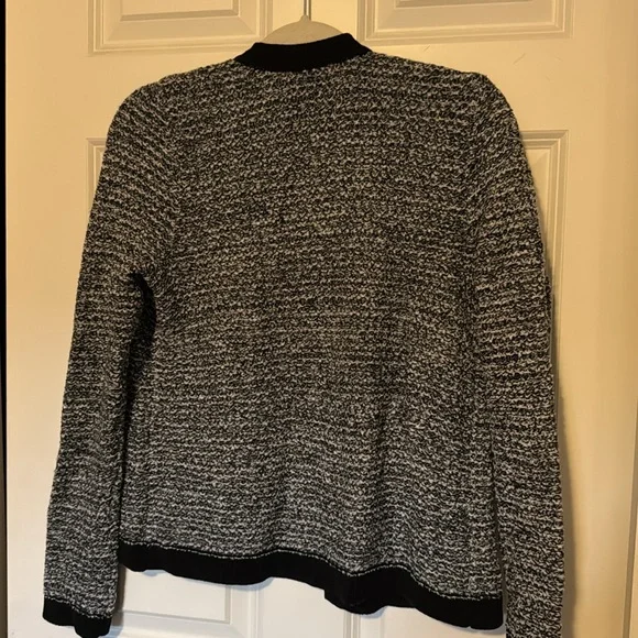 New LOFT sweater jacket - black/grey/white knit - super soft - size Medium - Picture 3 of 9